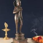 Rare 20" Standing Parvati Brass Statue | Antique Bronze Divine Murti with Sharp Features | Traditional Temple Decor